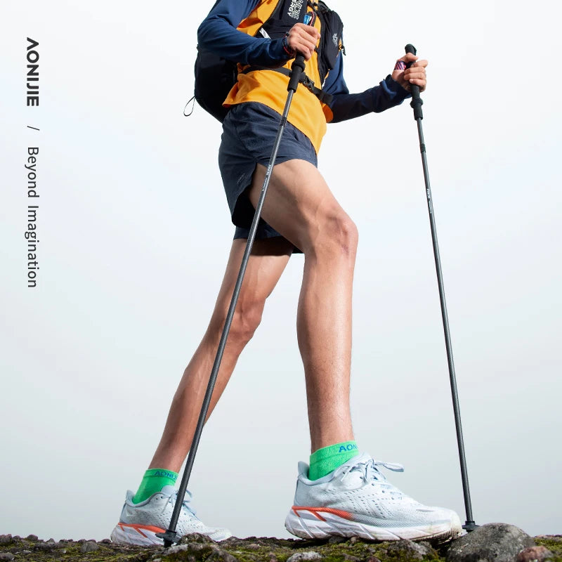 2pcs AONIJIE New Folding Outdoor Quick Lock Hiking Pole Walking Stick 105cm 115cm Trekking Pole For Height 155cm to 175cm