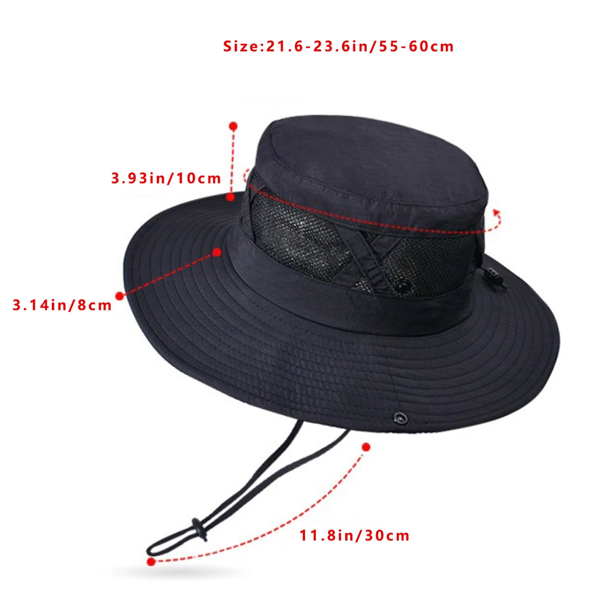 1PC Hollow Bucket Hat for Men Breathable UPF 50+ Hiking Beach Foldable UV Protection Fishing Summer Safari Sun Cap Adjustable