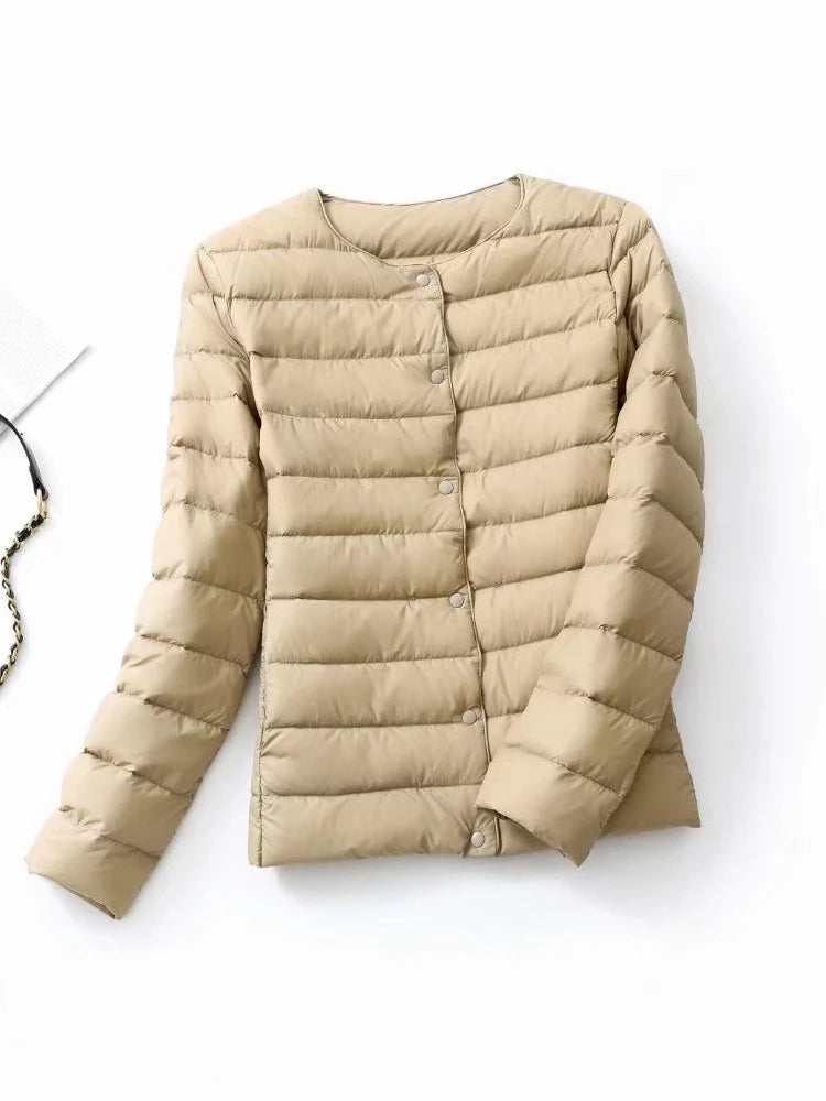 NewBang Matt Fabric Light Jacket Female Ultra Light Down Jacket Women Slim Windbreaker Without Collar Lightweight Warm Coat