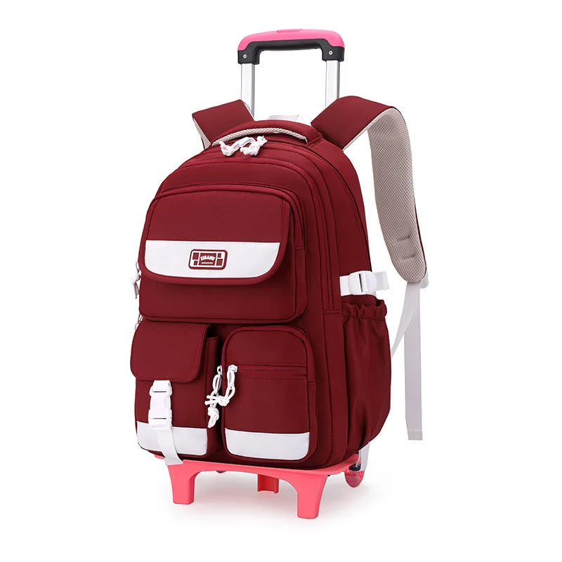 Rolling School Bags for Girls Backpack Children Waterproof School Backpacks with Wheels Middle School Trolley Luggage Back Pack