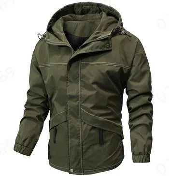 Hooded Corduroy Work Coat Male Fashion Casual Fales Two Piece Autumn And Winter Long Sleeved Outwear Outdoor Hiking Jacket Mens
