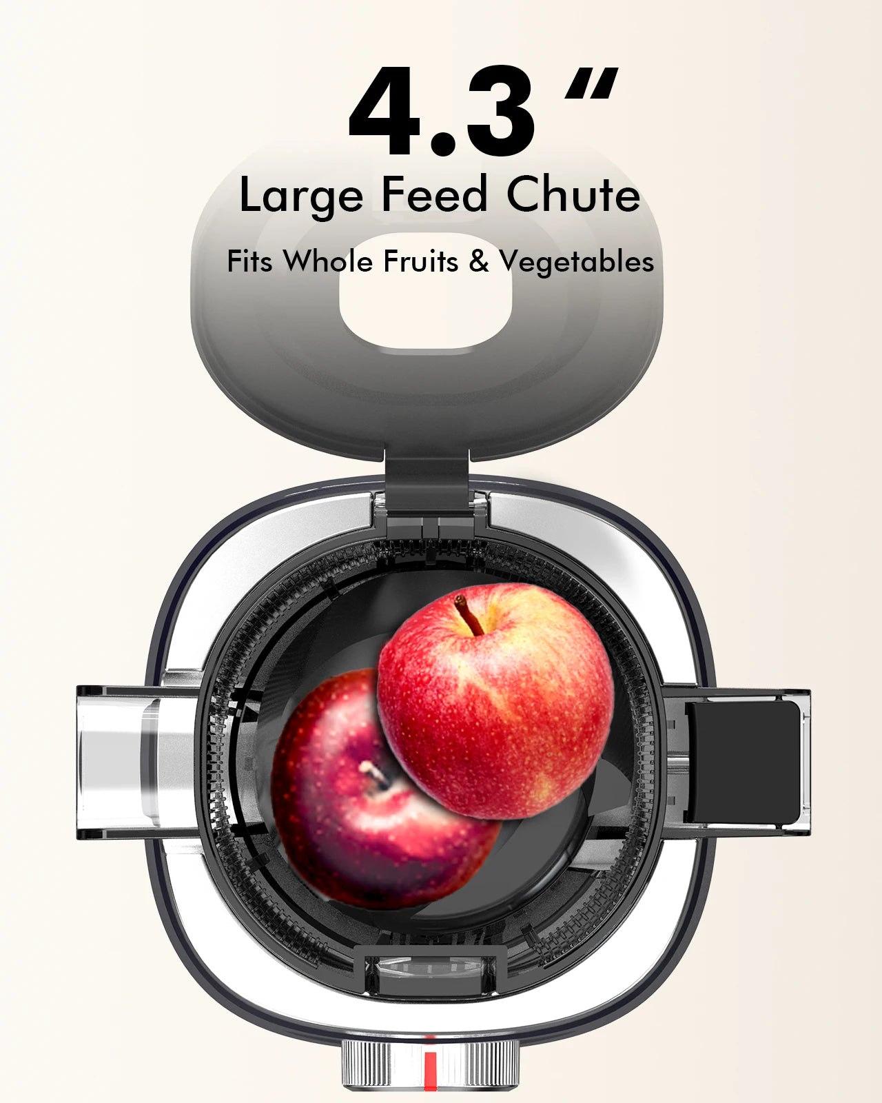 SIFENE Whole Fruits Cold Press Juicer Machine, 4.3-inch (110mm) Large Feed Chute for Vegetables and Fruits, Easy to Clean, Red