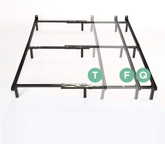 ZINUS Compack Metal Adjustable Bed Frame, 7 Inch Support Bed Frame for Box Spring and Mattress Set, Twin/Full/Queen, Black