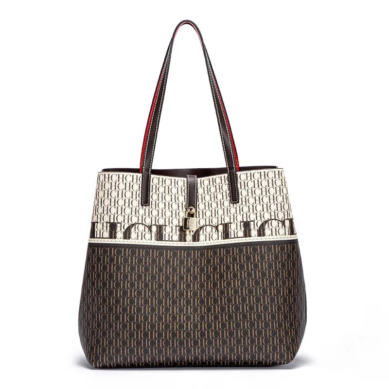 CH Women's Large Capacity Tote Bag Premium Feeling Commuter Women's Fashion Shoulder Bag Versatile Leather Crossbody Bag Daily