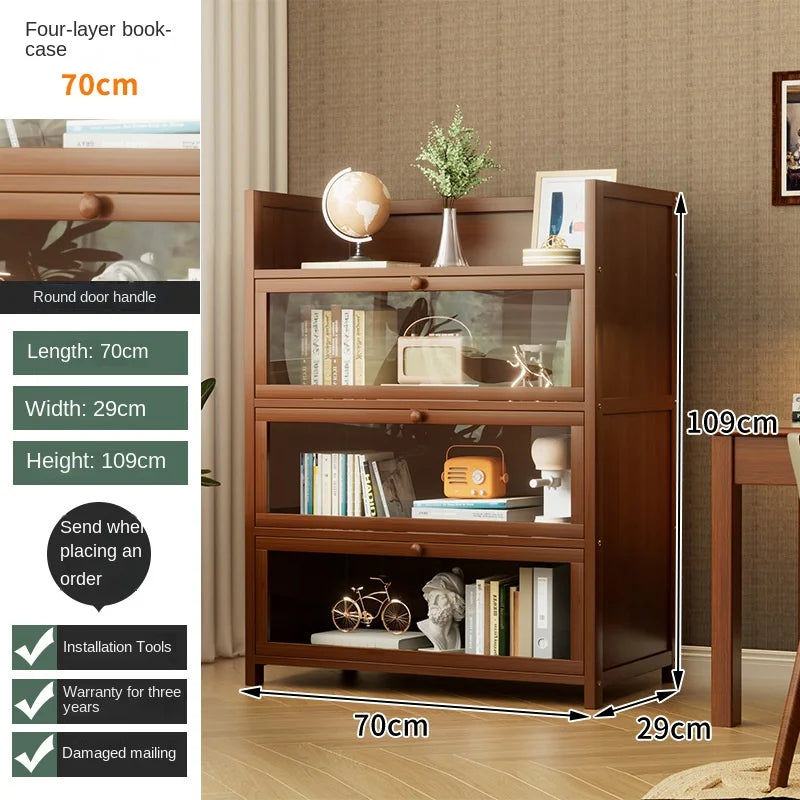 Bookshelf, bookcase, dust-proof floor-standing storage rack, household children and students storage rack with doors