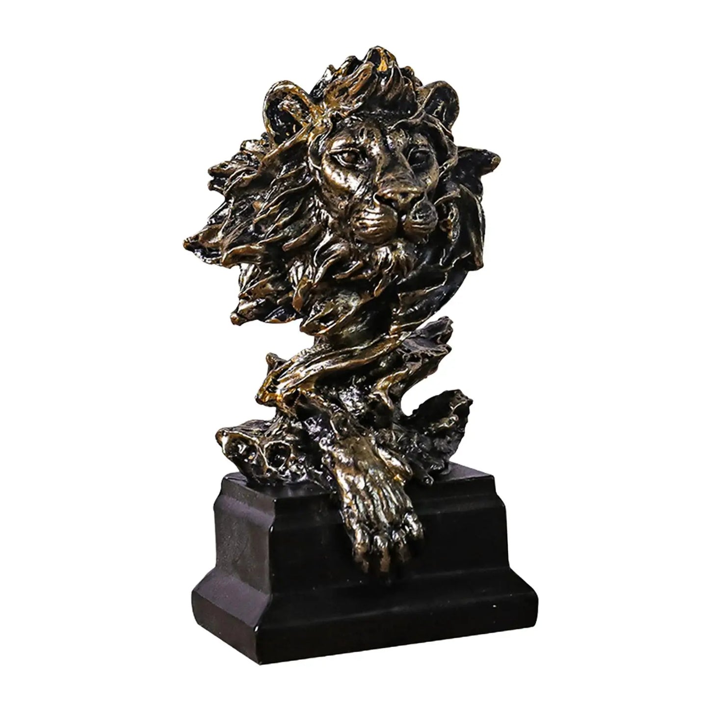Lion Head Statue Lion Head Sculpture Handcarved Crafts Desktop Ornament Lion Art Figurine Decorative for Bookshelf Office
