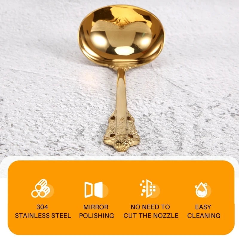 304 Stainless Steel Soup Ladle Cooking Tool Kitchen Accessories Gold Scoop Tablewares Gold Plated Soup Serving Spoon