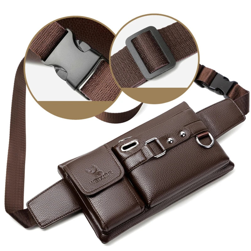Brand Unisex Single-Shoulder Multi-Function Large-Capacity Waist Bag Men's Chest Bag Casual Messenger Bag Wallet
