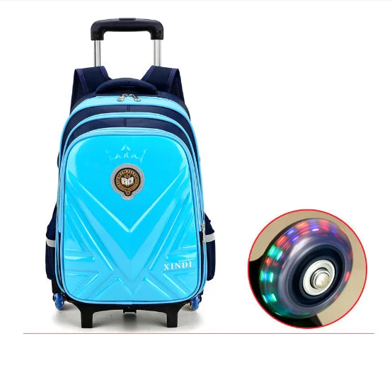 kids PU 3D School Wheeled Backpack for boys Children Rolling Luggage Suitcase Travel Trolley Bag for kids Schoolbag on wheels