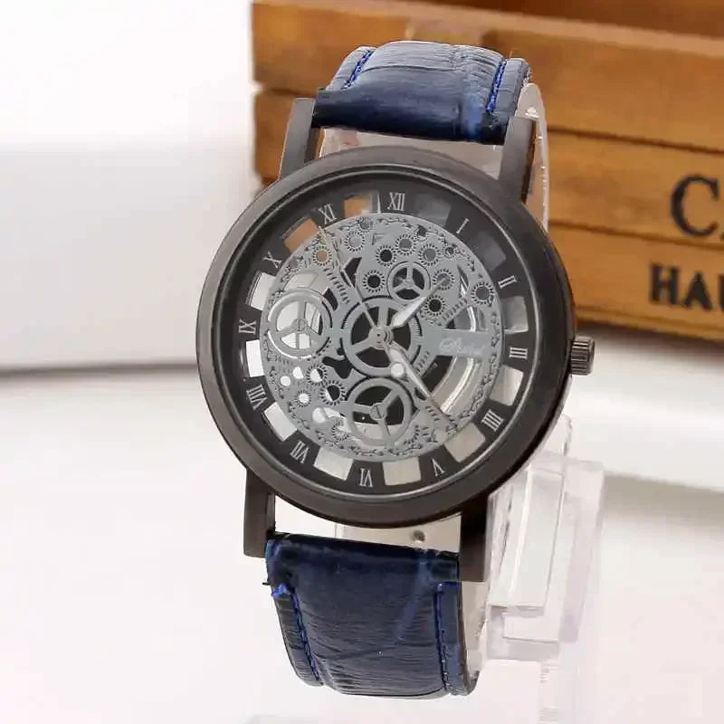 Men Watch Fashion Hollow Watches Men Roma Dial Leather Band Quartz Wristwatches Cheap Price Reloj Hombre Watches for Men