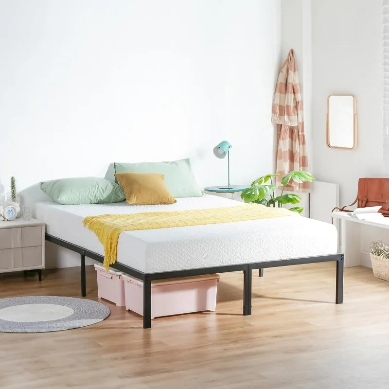 Olee Sleep 14 Inch Heavy Duty Steel Slat Anti-Slip Support, Easy Assembly Platform Bed Frame, Noise Free Steel Mattress