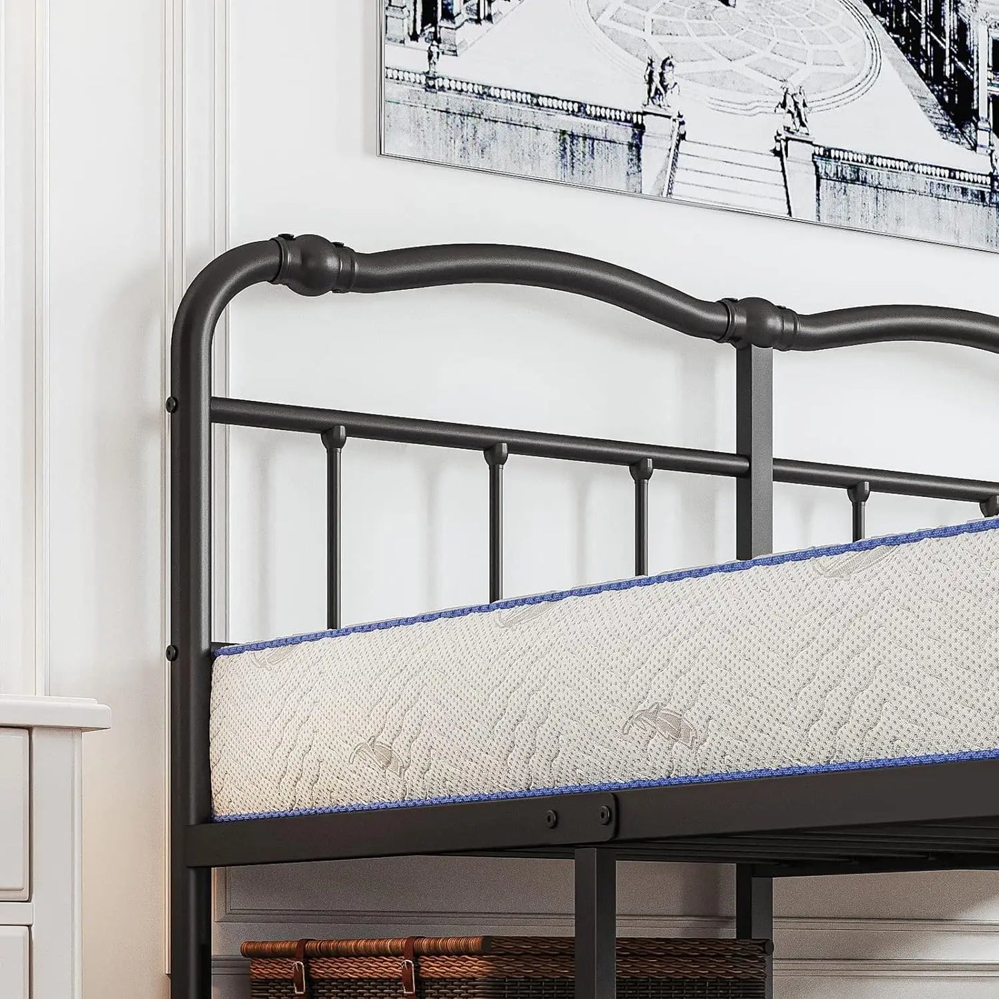 ZIYOO bed frame queen size 14 Inch Metal Queen Bed Frame- Full Size Bedstead King Platform Easy Assembly, Noise Free, Black