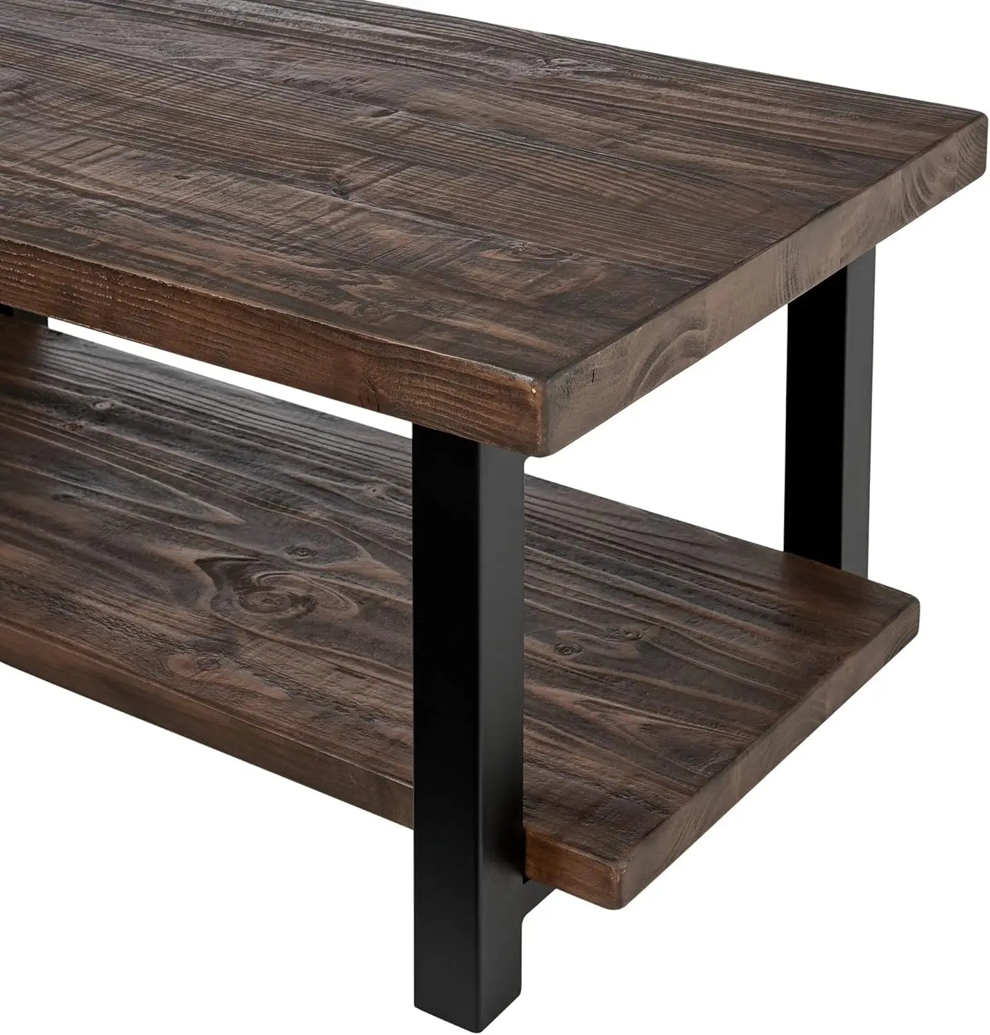 Furniture Coffee Pomona Industrial Modern Vintage Metal and Wood End Table, Easy Assembly, 42 in x 24 in x 18, Rustic Natural