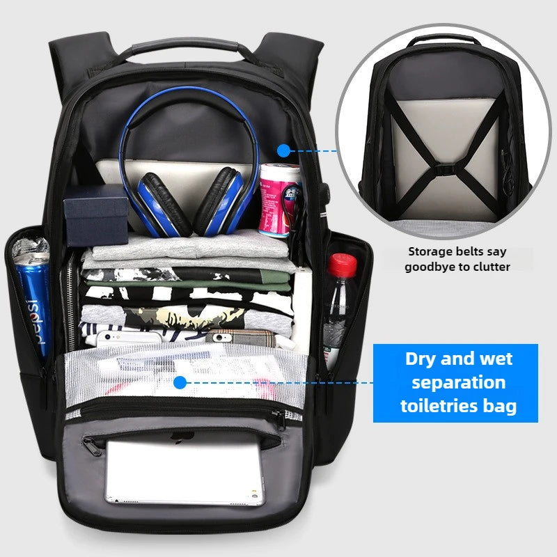 Waterproof Backpacks USB Charging School Bag Fit 15.6 Inch Laptop Men Backpack High CapacityTravel with Thermal Bag Backpack