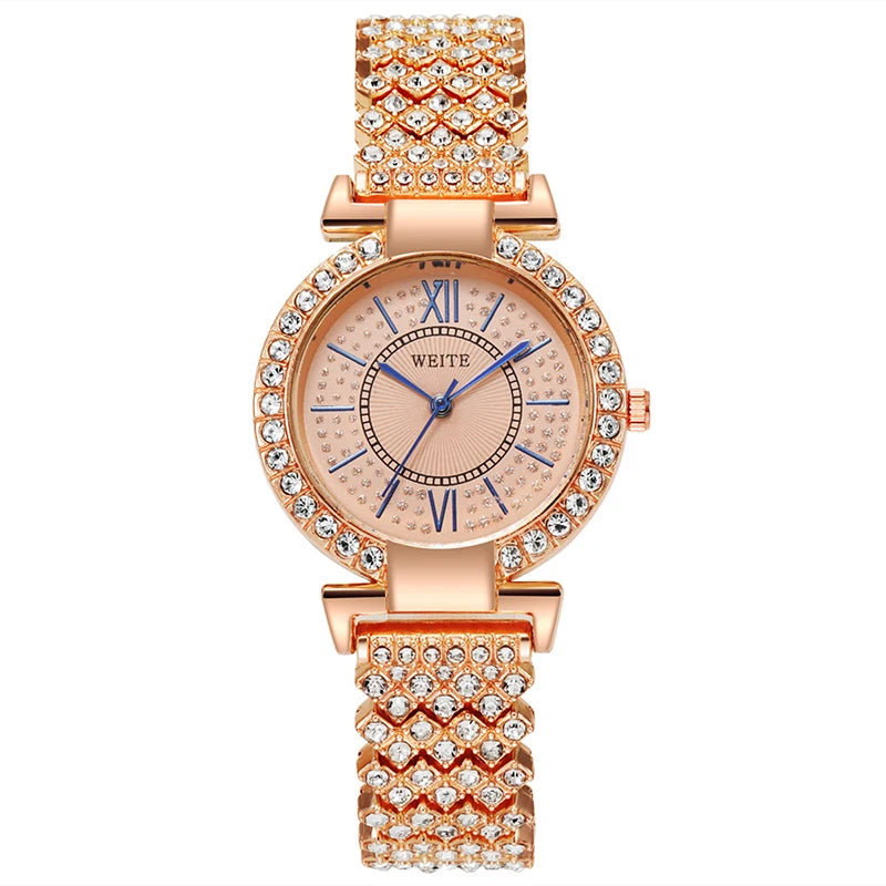 H11 Fashion Roman Pattern Diamond Ladies Watch for women Quartz Women's Watch Girls Lady Clock Bracelet Chains