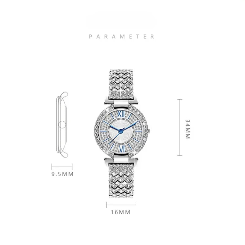 New Watch for Women Reloj Mujer Luxury Rhinestone Stainless Steel Quartz Women Watch Luxry Clock Gift for Lady Relógio Femino