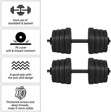 66LB Weight Dumbbell Set Fitness Adjustable Cap Gym/Home Barbell Plates Body Workout for Women and Men Strength Training