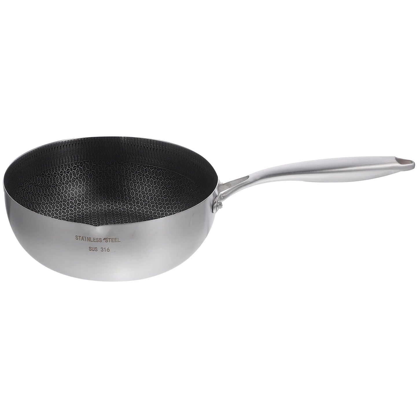 Stainless Steel Honeycomb Frying Pan Saucepan No Cover Metal 304 Nonstick Honeycomb Household Noodle Pot