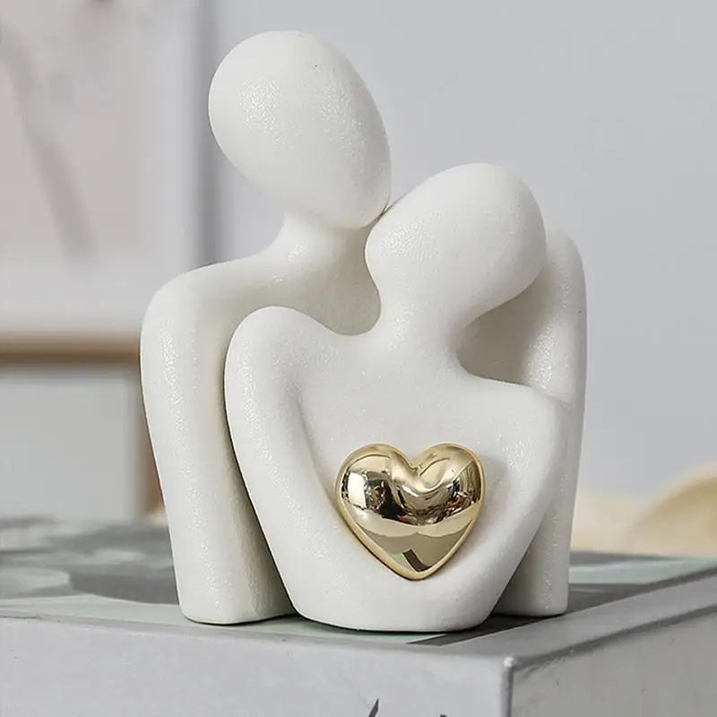N-ordic Decorative Abstract Couple Statue Modern Decoration Home Sculpture Ceramic Figure Figurines Living Room Crafts Ornaments