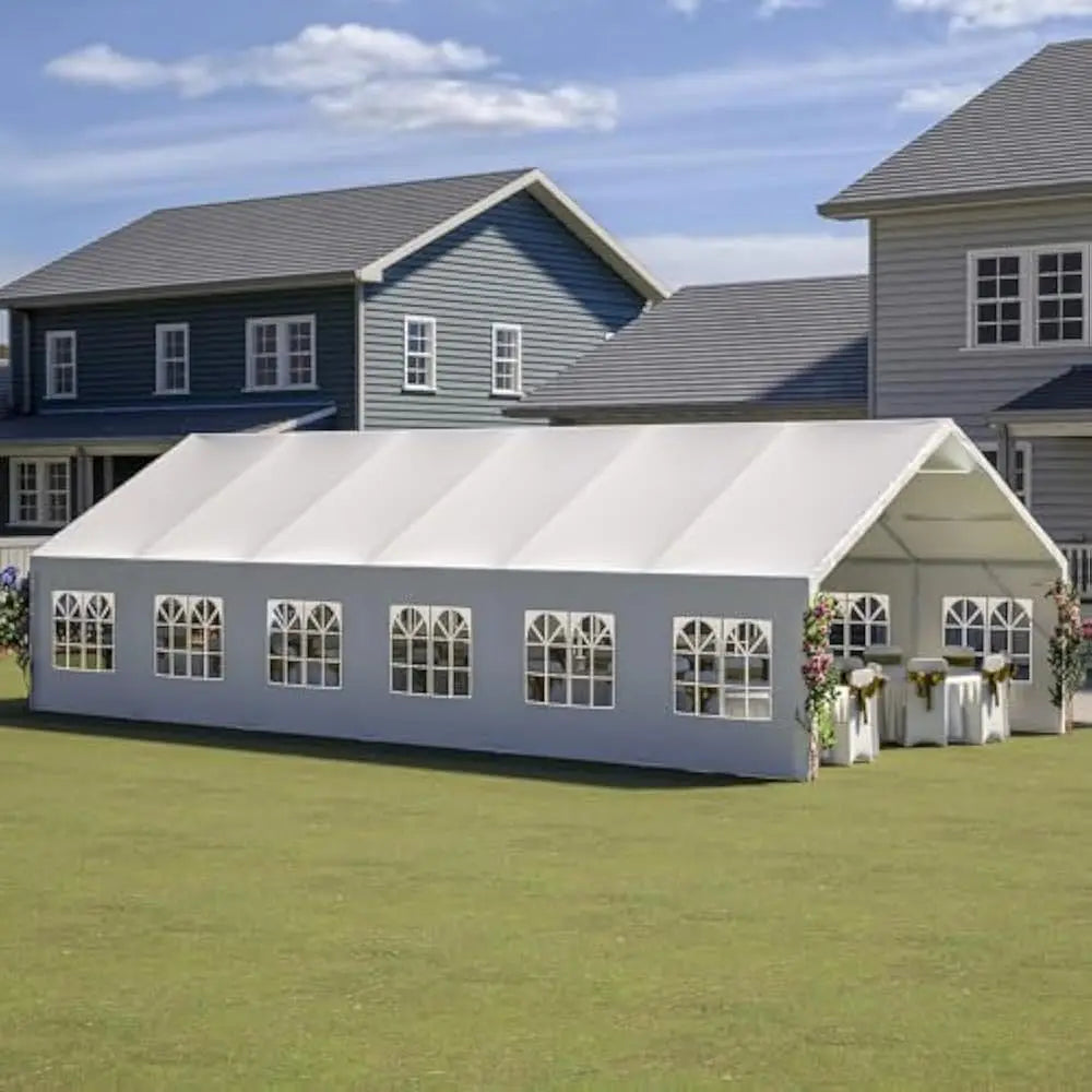 Outdoor Heavy-Duty Party Tent, Upgraded Galvanized Gazebo Wedding Canopy Big Tents with 3 Storage Bags, 20’ X 32’