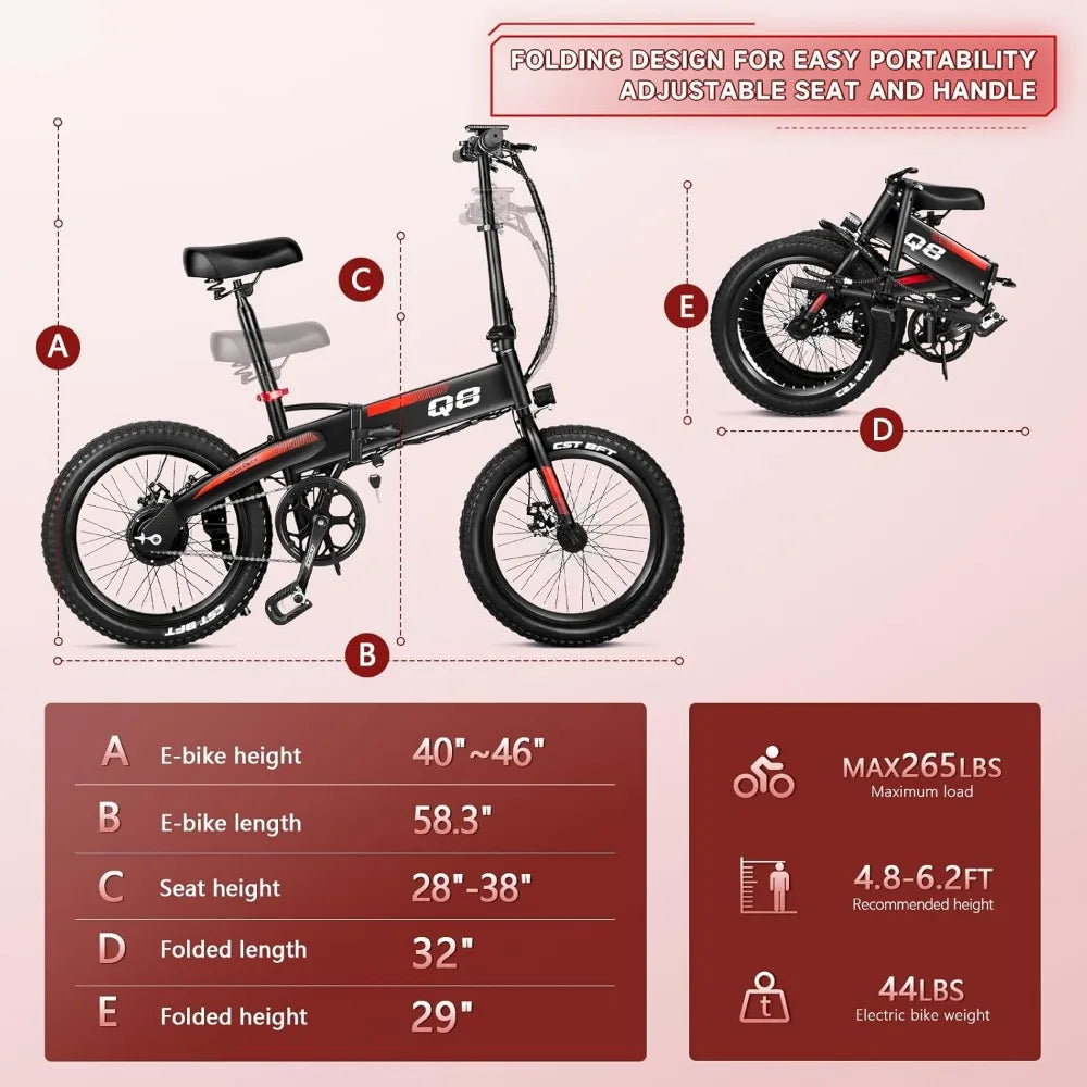 Folding Electric Bike for Adults,Electric Bicycle with Removable Battery,20MPH Commuting Electric Bike,High Brushless Gear Motor