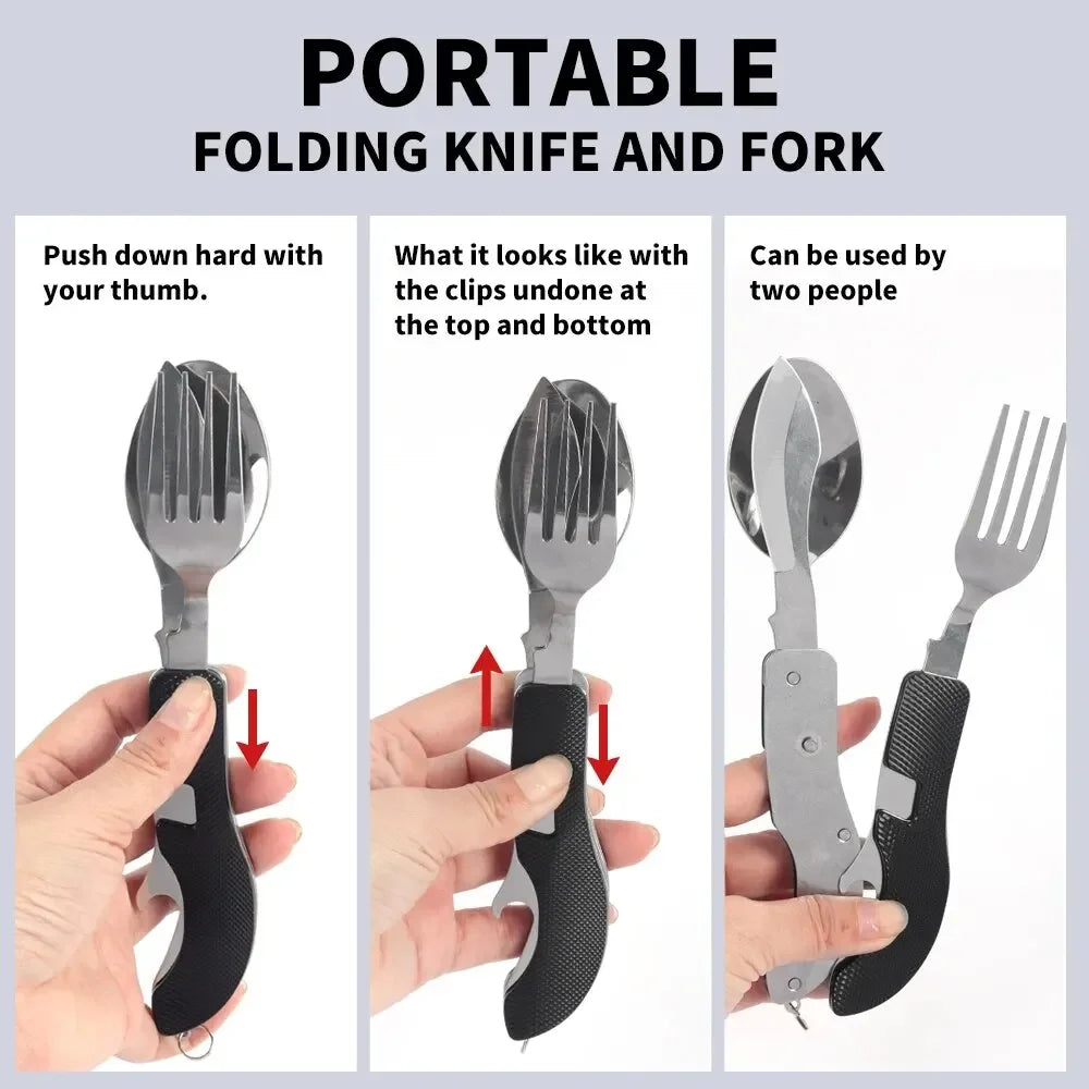 Foldable Tableware Combination Outdoor Portable Camping Set Flatware Kitchen and Home Folding Cutlery Picnic Dining Bar Garden