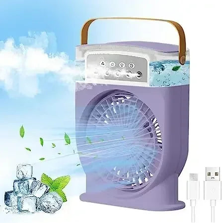 3 In 1 Portable Fan Air Conditioner Humidifier Cooling USB Fan Air Cooler LED Night Light Water Mist Humidification Fans
