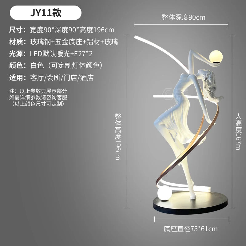 Humanoid Art Sculpture Fall Floor Lamp Living Room Light Luxury Design Sense Modern Creative Modeling Floor Lamp