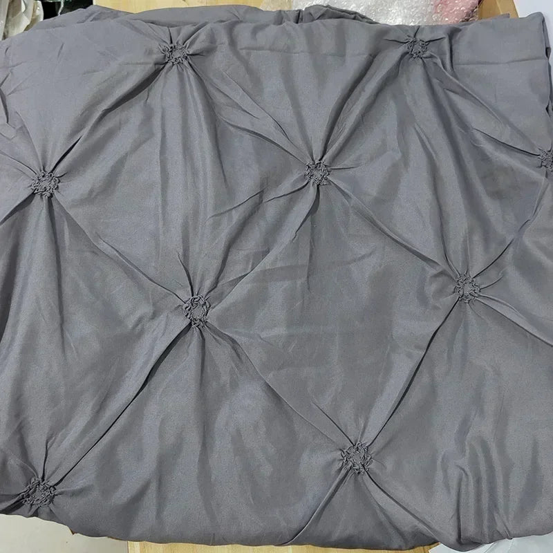 High Quality 3D Pinch Pleated Duvet Cover Set 220x240 Solid Color Single Double Twin Bedding Set Duvet cover
