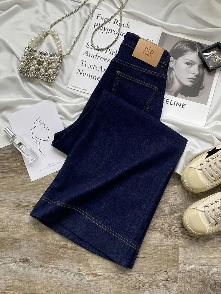 Blue Straight Jeans for Women Early Autumn Autumn 2025 New High Waist Slimming Loose Drooping Wide-Leg Pants