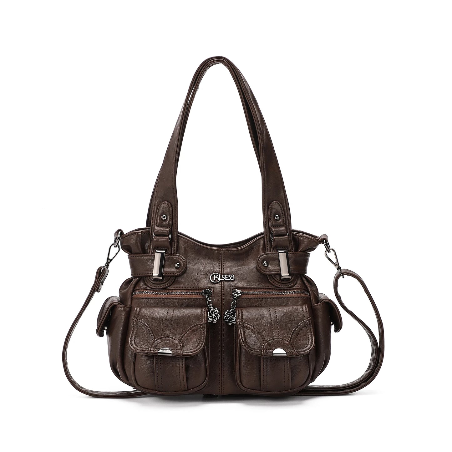 KL928 Purses for Women Small Hobo Shoulder Bags Soft Vegan Leather Handbags Multi Pockets Tote Bag