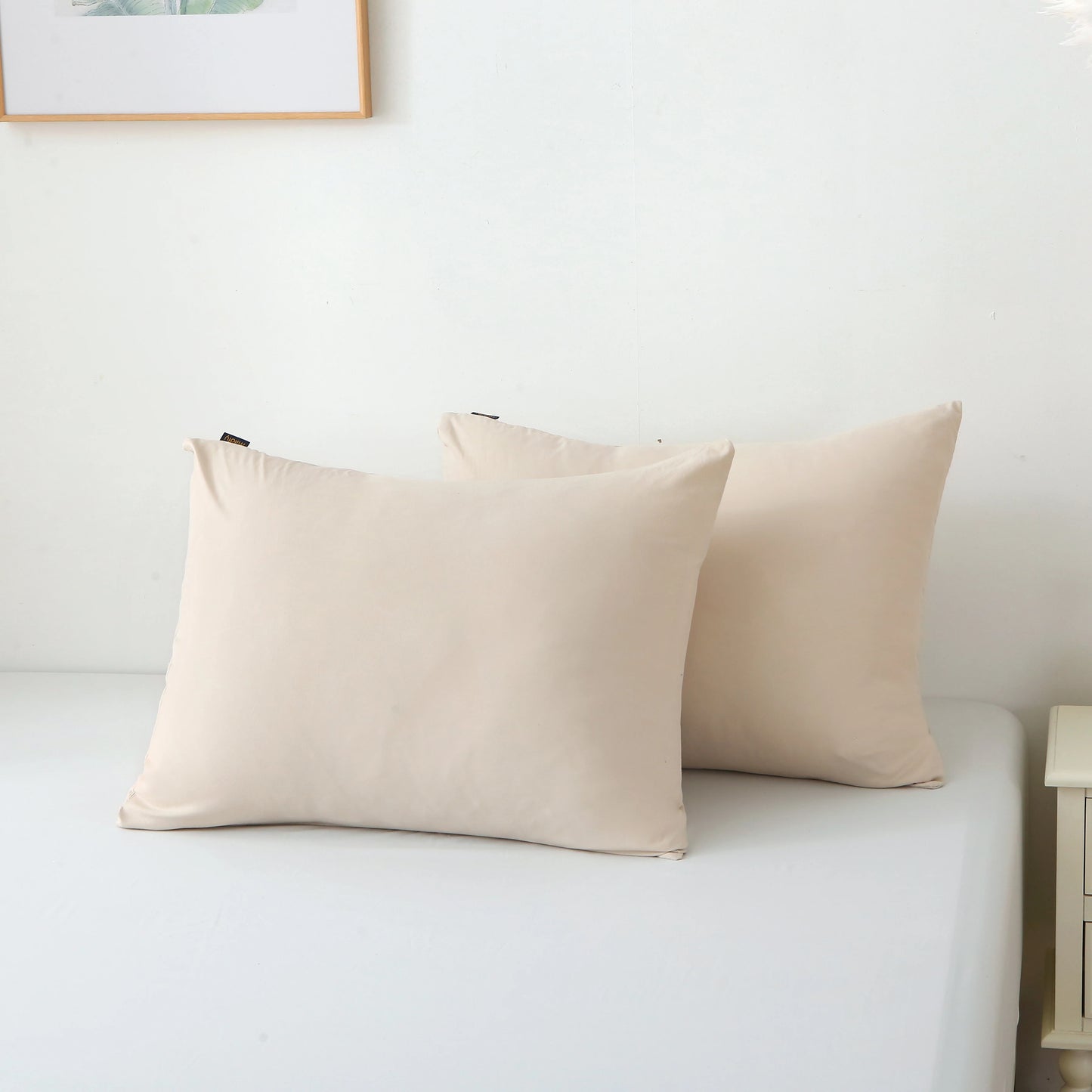 3 Pieces Solid Color Bedding Set with 1 Duvet Cover and 2 Pillow Shams, Comforter Not Included (King Size, Beige)