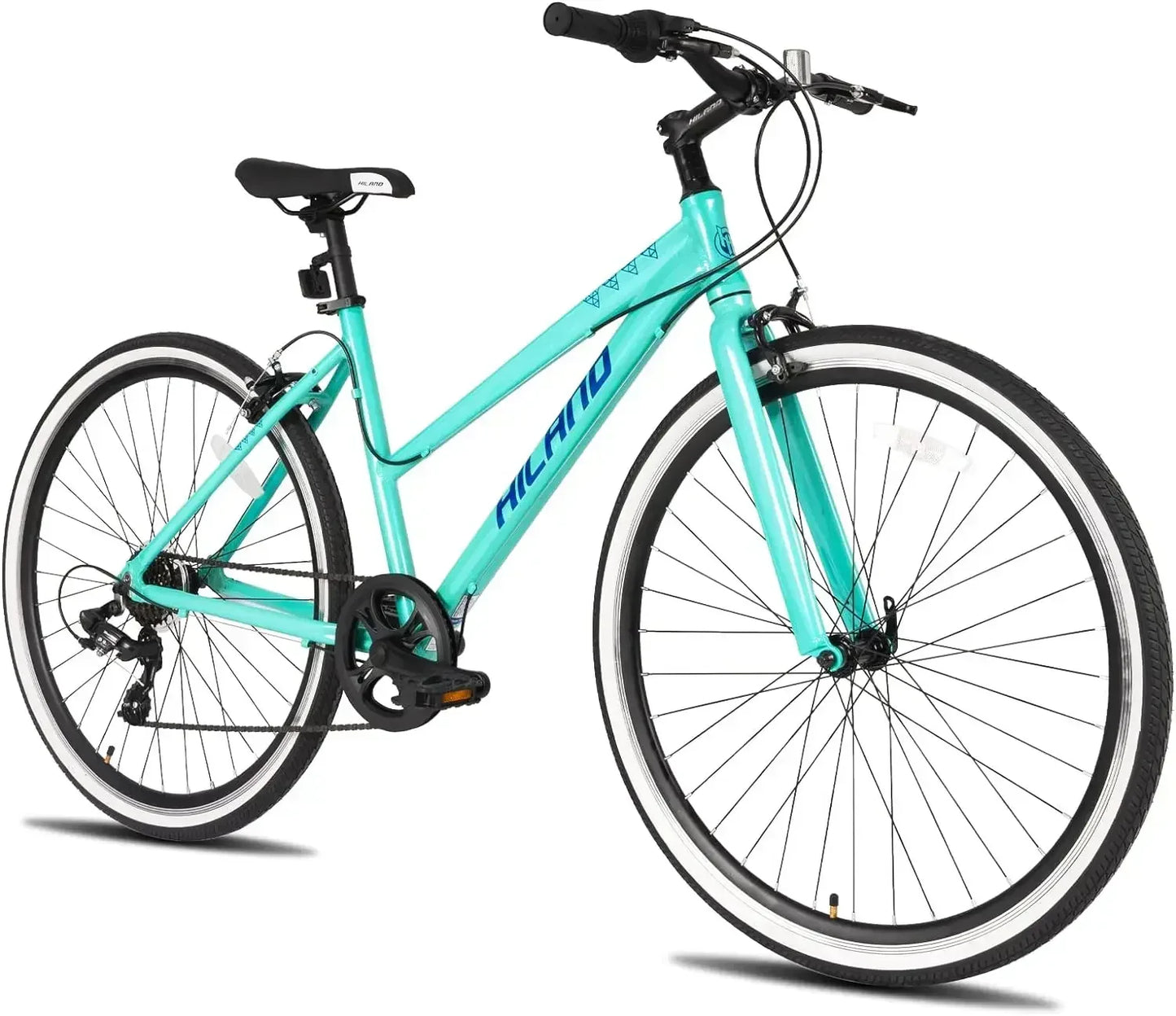 Mens and Womens Hybrid Bike Step-Over or Step-Through Frame 700C Wheels Urban Commuter Bike, 7 Speeds Road Bicycle for Adult