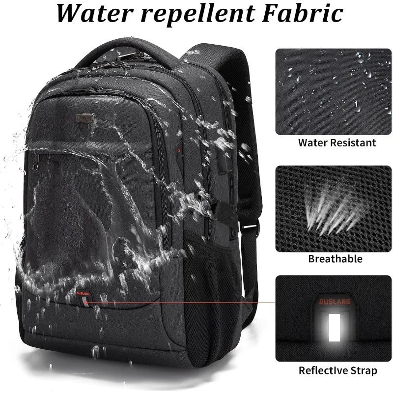 17 Inch Laptop Backpack for Travel Water Resistant College Backpack for Men Laptop Bag with USB Charging Port,Black