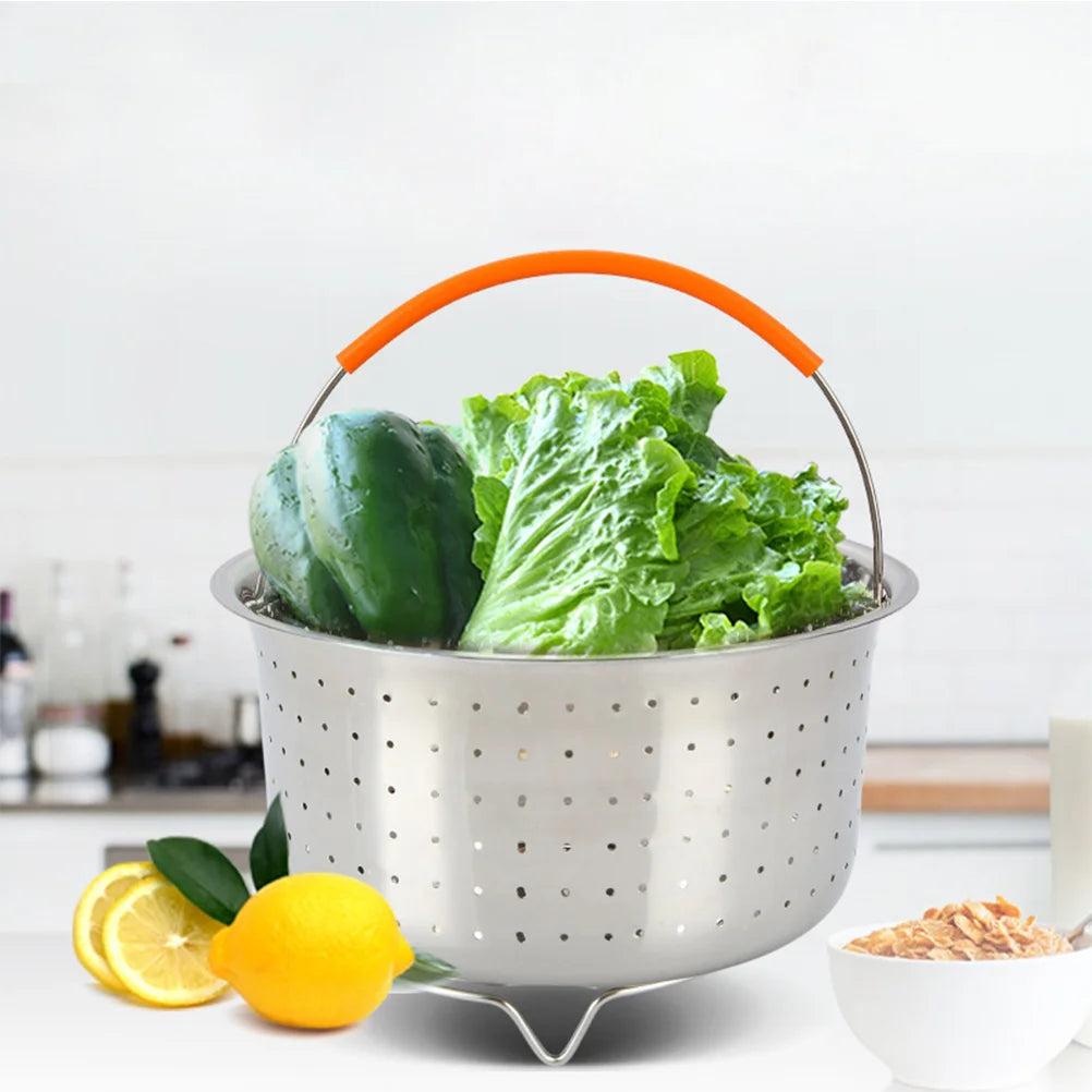 21 5X125CM Steamer for Cooking Cooker Pot Wok Basket Stainless Steel Rice Fruit Cleaning Pressure Household