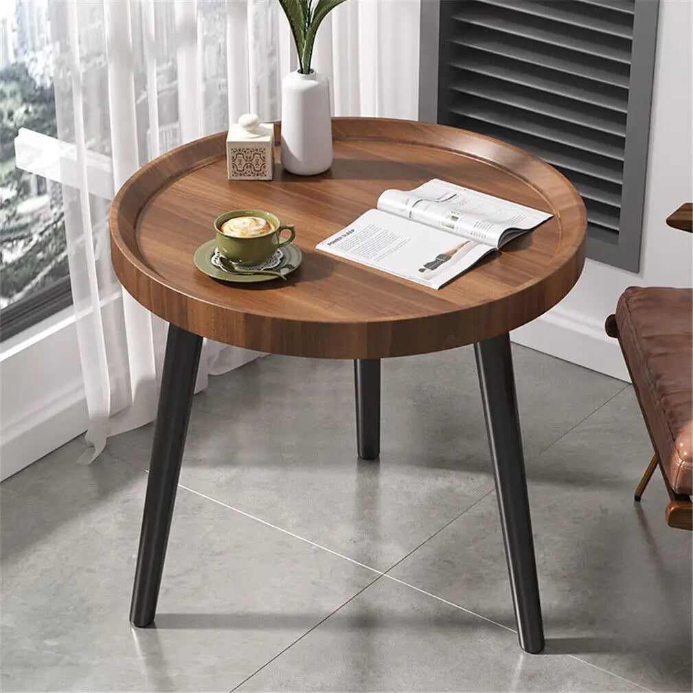 LUVODI Irregular Living Room Coffee Table Set Small Drop-shaped Solid Wooden Sofa Side End Table 2-in1 with Triangle Legs