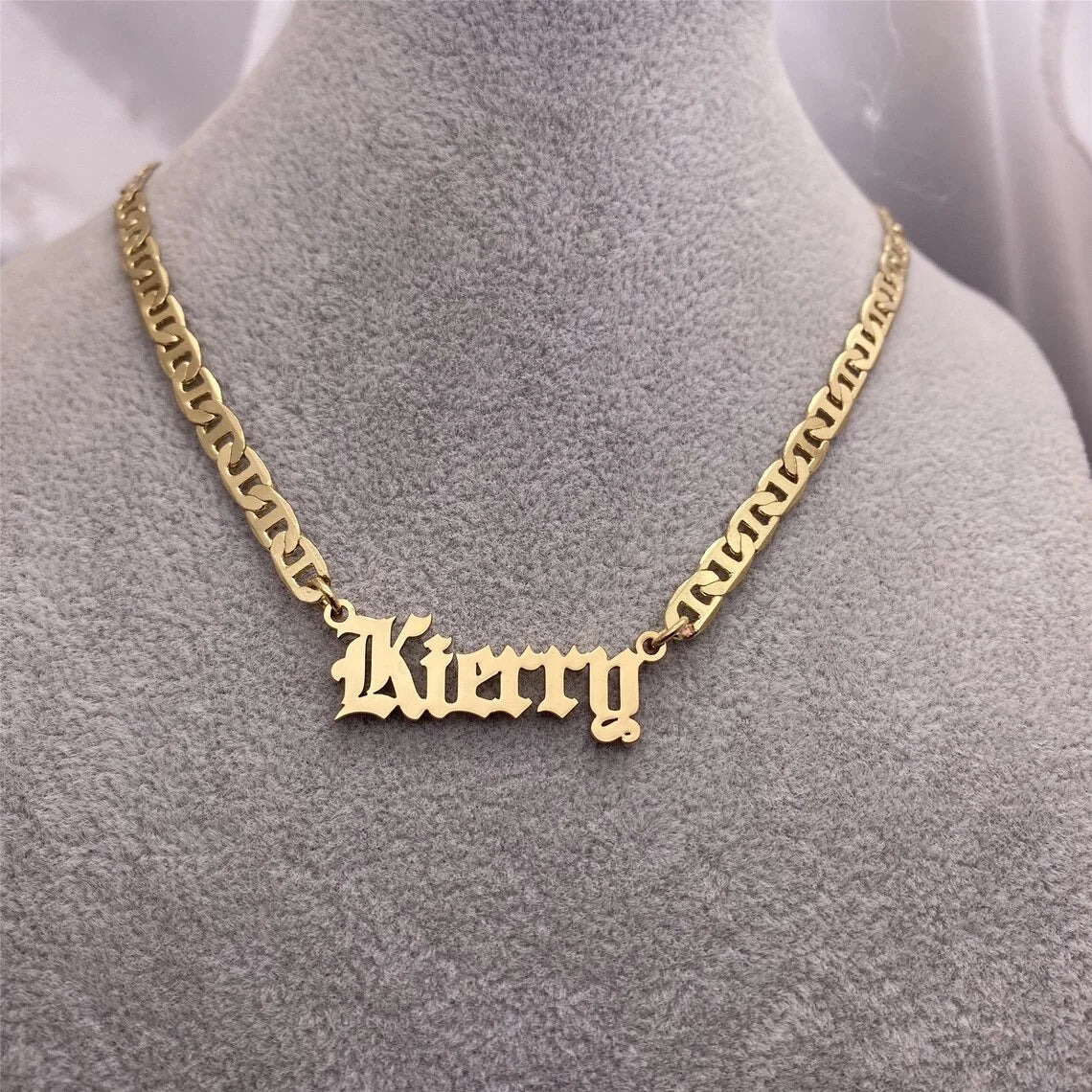 Customized Name Necklace Fashion Gold Flat Chain Choker 18K Gold Stainless Steel Daily Wear Necklace Perfect Birthday Gift