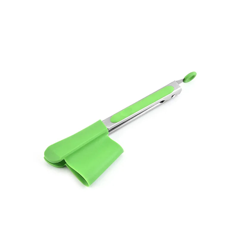 2-in-1 Silicone Food Clip Integrated Bread Clip Retractable Fan-Shaped Cake Food Tongs Barbecue Tongs Kitchen Tools
