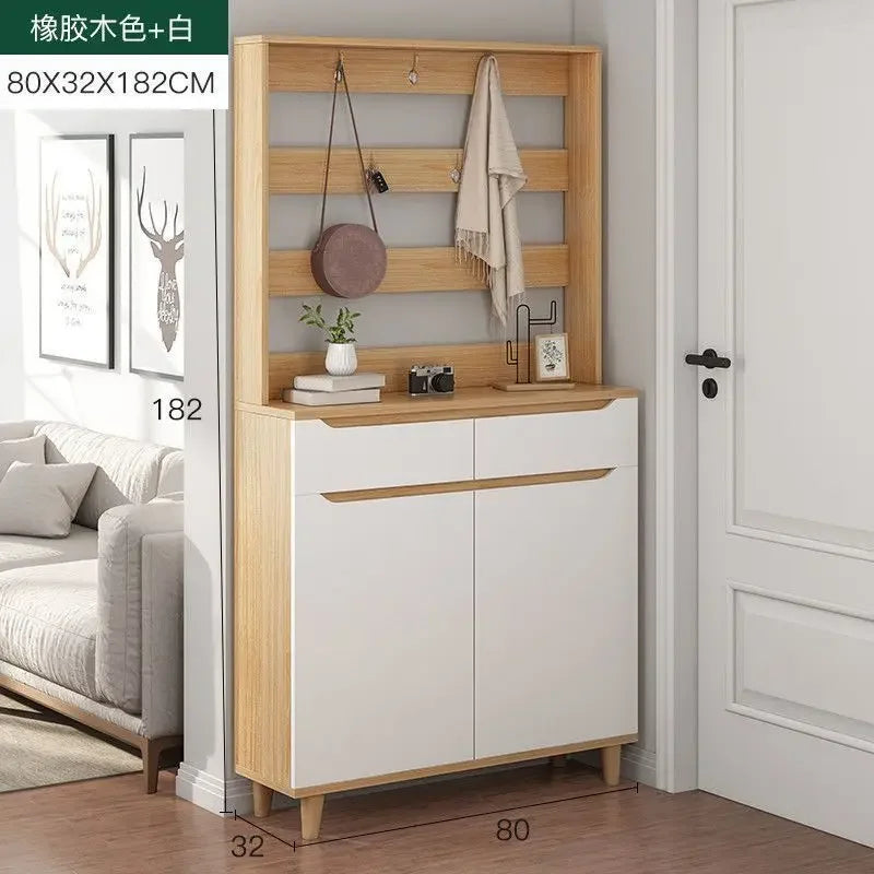 Living Room Large Capacity Shoe Cabinet Home Doorway with Clothes Rack Integrated Shoes Rack Clothing Storage Entrance Cabinet
