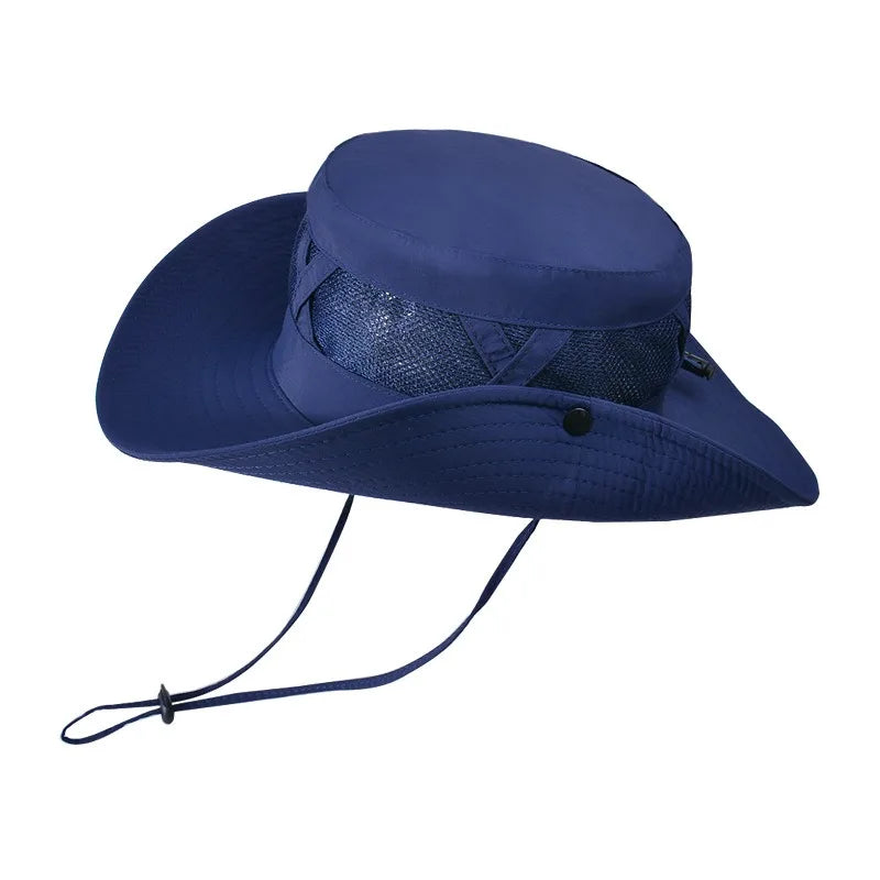 1PC Hollow Bucket Hat for Men Breathable UPF 50+ Hiking Beach Foldable UV Protection Fishing Summer Safari Sun Cap Adjustable