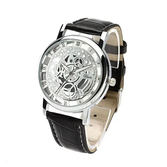 Men Watch Fashion Hollow Watches Men Roma Dial Leather Band Quartz Wristwatches Cheap Price Reloj Hombre Watches for Men