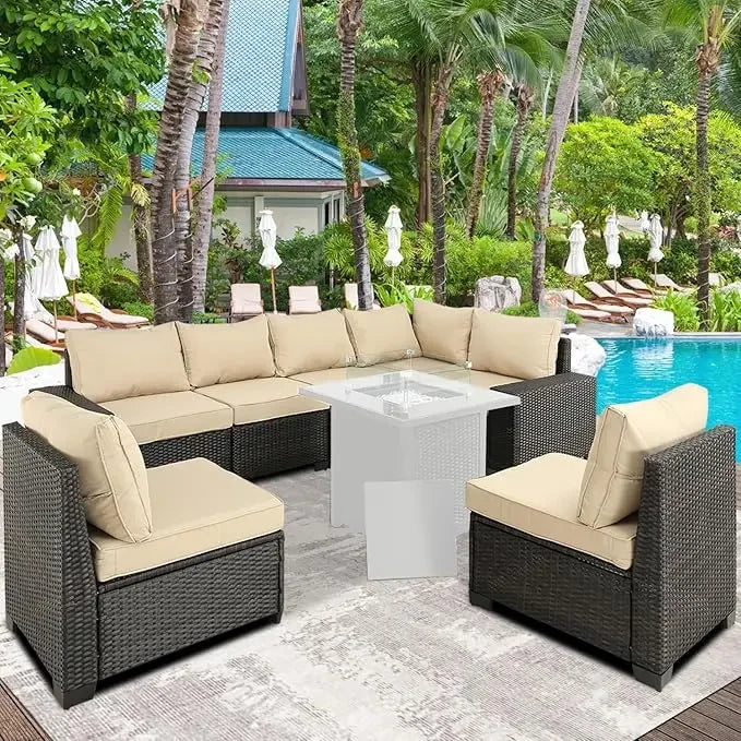 Outdoor Terrace Furniture Set, Terrace Furniture Set Including Combination Sofa, 5 Pieces Excluding Table