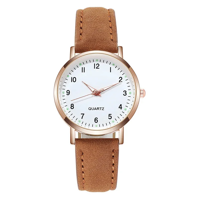 Women Luxury Luminous Watch Simple Vintage Watch Leather Belt Quartz Wristwatches Simplicity Casual Sports Wristwatches Clock