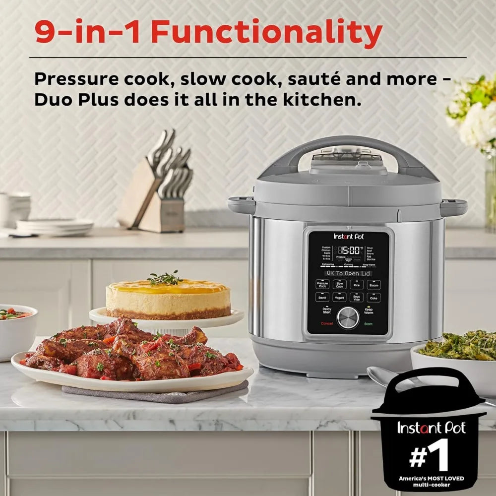 8Qt Whisper Quiet 9in1 Electric Pressure Cooker,Slow Rice Cooker,Steamer,Sauté,Yogurt Maker,Warmer & Sterilizer,Stainless Steel