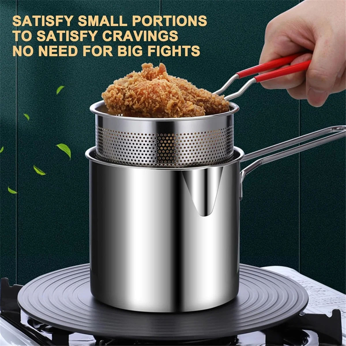 Frying Pot Deep Fryer Pot with Basket Stainless Steel Deep Fryer for Frying Fish Shrimp Chicken and Fries