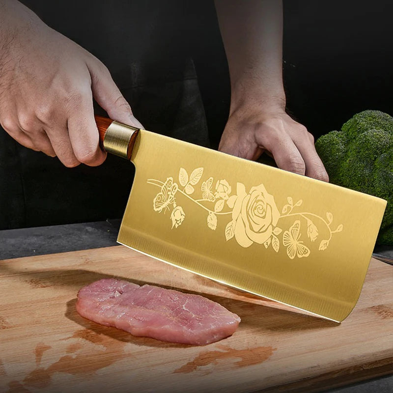 Titanium plated kitchen knives, professional chef knives, sharp bone knives,bacteria and corrosion resistant,kitchen accessories