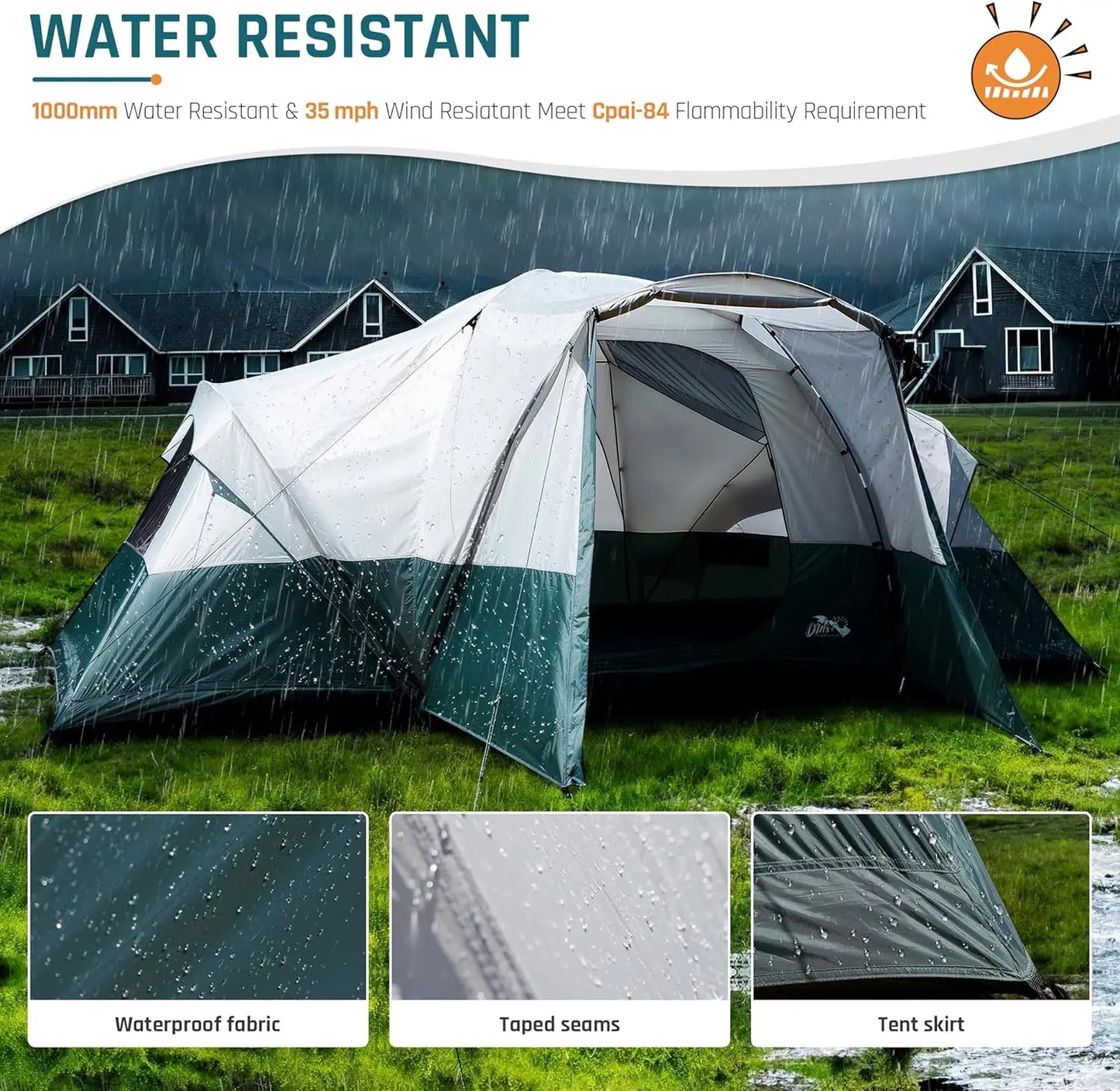 6/8/10/11 Person Camping Tent with Porch Family Tents for Camping Big Dome Tunnel Tent Includes Rainfly, Easy Setup Large Tents