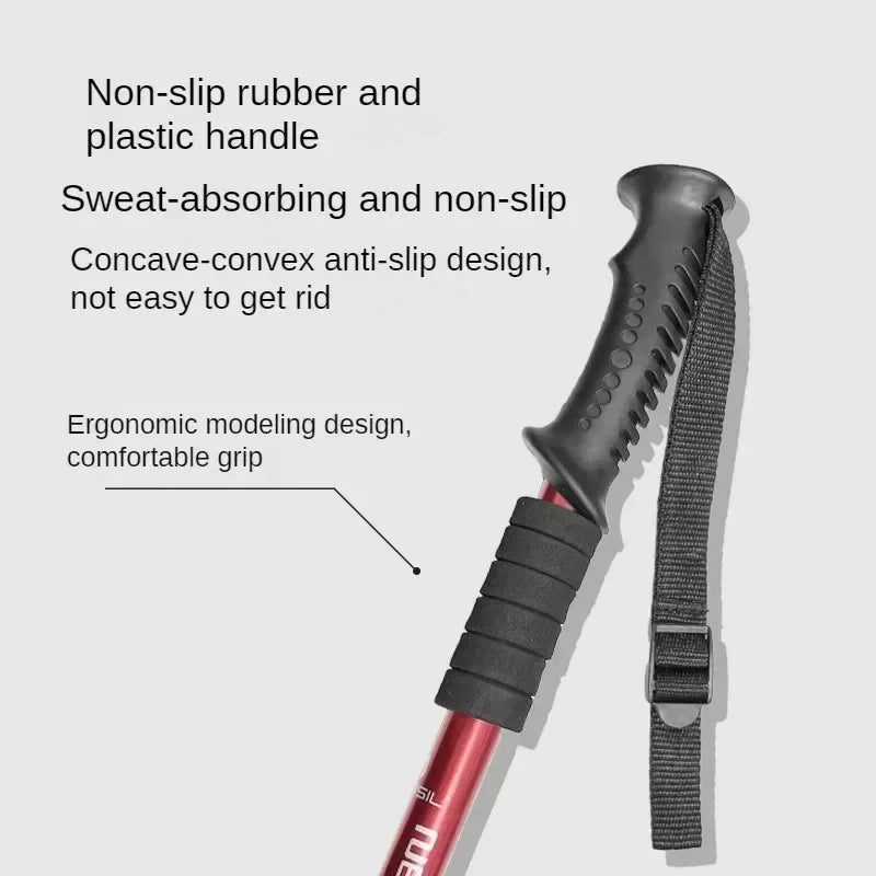 1-pack aluminum alloy telescopic trekking poles ultra-light shock-absorbing walking poles trekking poles