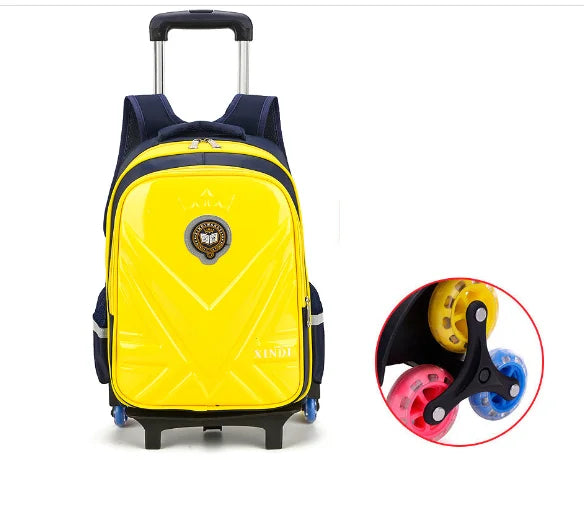 kids PU 3D School Wheeled Backpack for boys Children Rolling Luggage Suitcase Travel Trolley Bag for kids Schoolbag on wheels