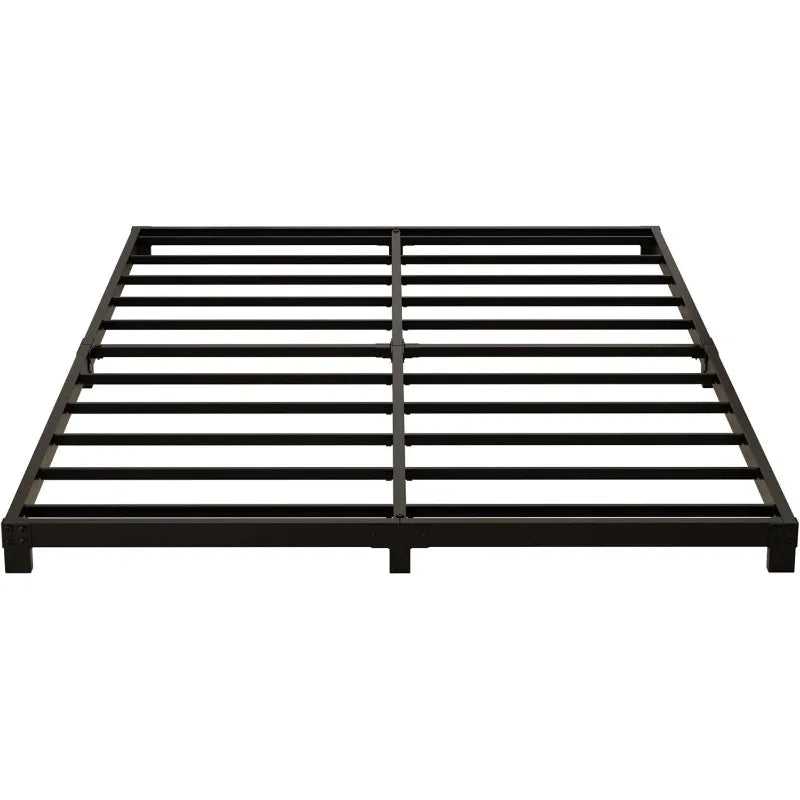 4 Inch King Size Bed Frame, Heavy Duty Metal Platform Low Bed Frame Full, No Box Spring Needed, Noise Free, Easy Assembly, Black